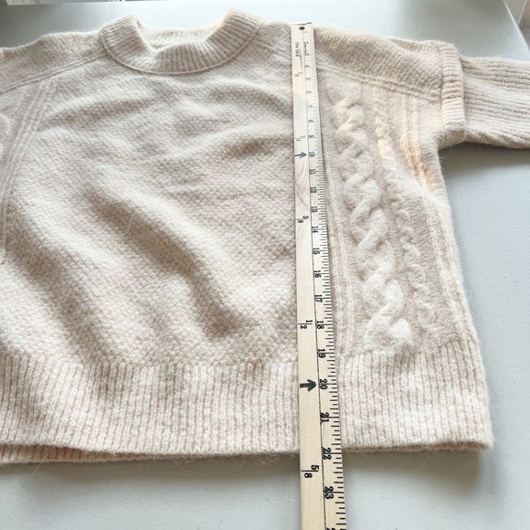 MADEWELL Cream Chunky Fisherman Plush Soft Luxe Alpaca Wool Blend Sweater MEDIUM - Picture 5 of 7